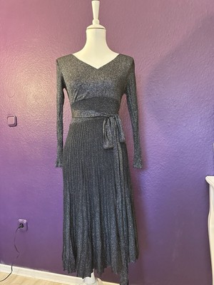 Schönes Damen Kleid  Strickkleid mit Silberfäden Gr. XS-S (Maße Beachten)  Neu ~