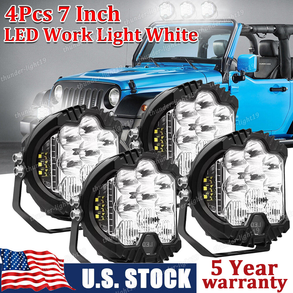 7 inch 90W LED Work Light Bar Spot Flood Pods Fog Lamp Offroad Driving Truck SUV