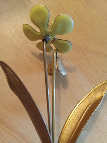 Metal FLORAL FLOWER sculpture HANDCRAFTED BY BOVANO CHESHIRE CONNECTICUT Conn - Picture 12 of 12