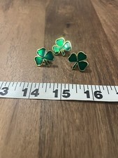 Shamrock Clover Pin Set Three Leaf Green And Gold Pin St Patrick’s Irish Luck