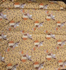 Vtg 68 X 42 Retro Patchwork Cat Kitty Fabric Material Cotton