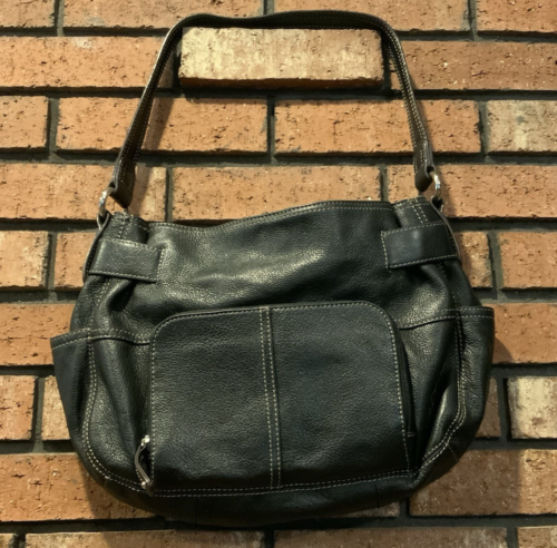 Borsa a tracolla Tignanello in pelle nera con chiusura magnetica borsetta - Foto 4 di 5