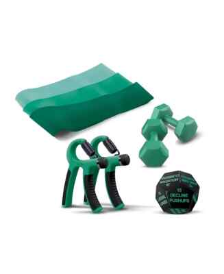 Lomi Fitness Upper Body Workout Kit 8-Piece Home Fitness Set, Emerald
