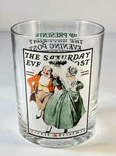 Norman Rockwell Drinking Glass Saturday Evening Post MERRIE CHRISTMAS Tumbler