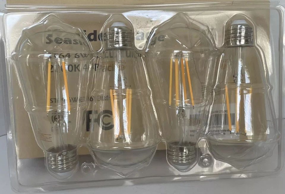 LED Dimmable VTG Edison Bulb Seaside Village ST64 6W Warm 2700K "4-Pack" NIB - Image 3 of 4