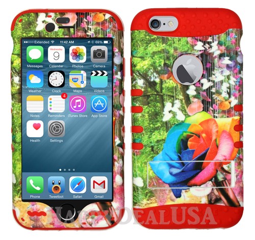 Funda protectora híbrida de silicona para Apple iPhone 6 7 y Plus - Rainbow Rose Flower 21 - Imagen 11 de 14