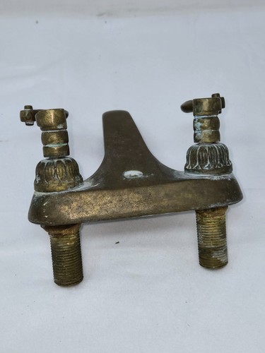 VINTAGE SOLID BRASS FORGED SAVOY BATHROOM SINK FAUCET - Picture 4 of 7