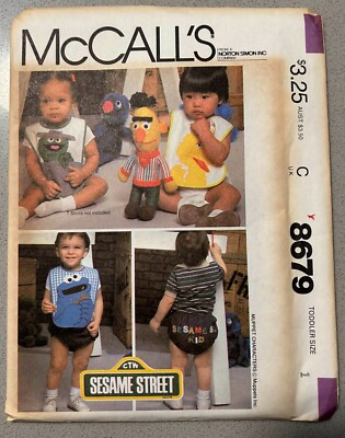 McCall's Pattern 8679 Toddlers Bibs, Panty, and Blue Transfer Size 1