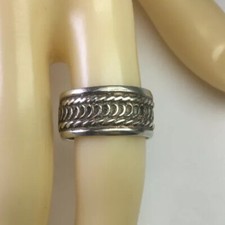 Vintage 925 Sterling Silver Wide Banded Band Ring Size 6.5 R205