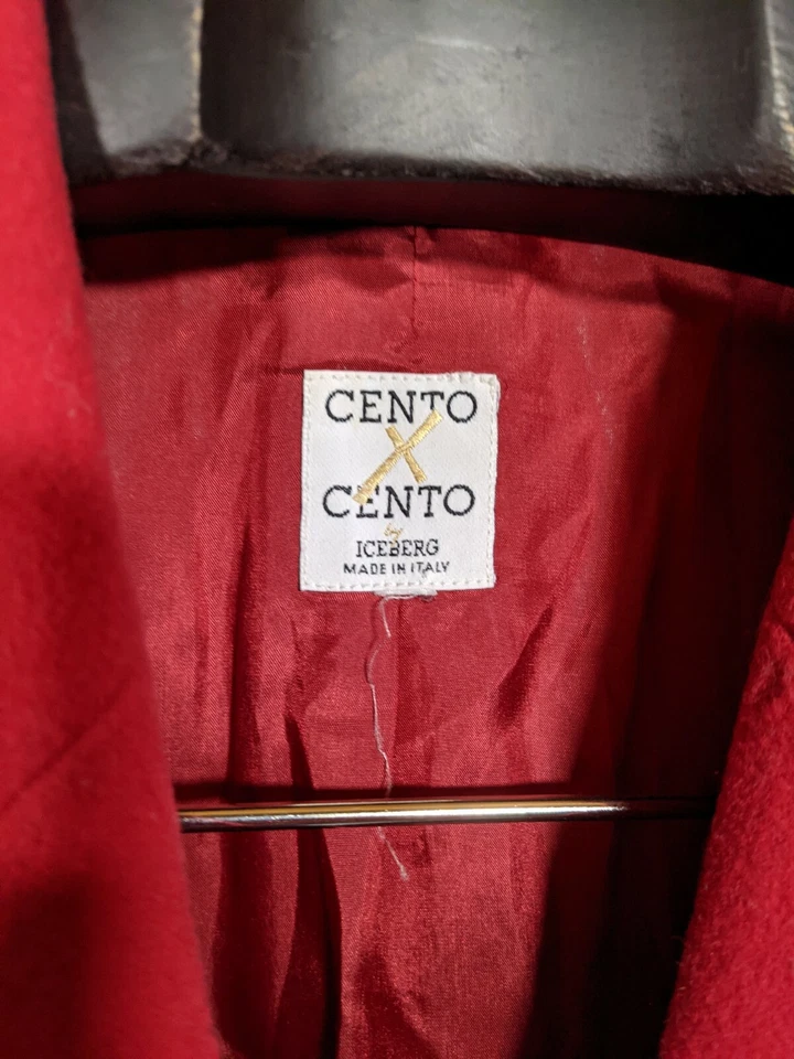 Iceberg Cento x Cento 复古 1993 红色羊毛西装外套金色胸部 38 — 第 4/4 张图片