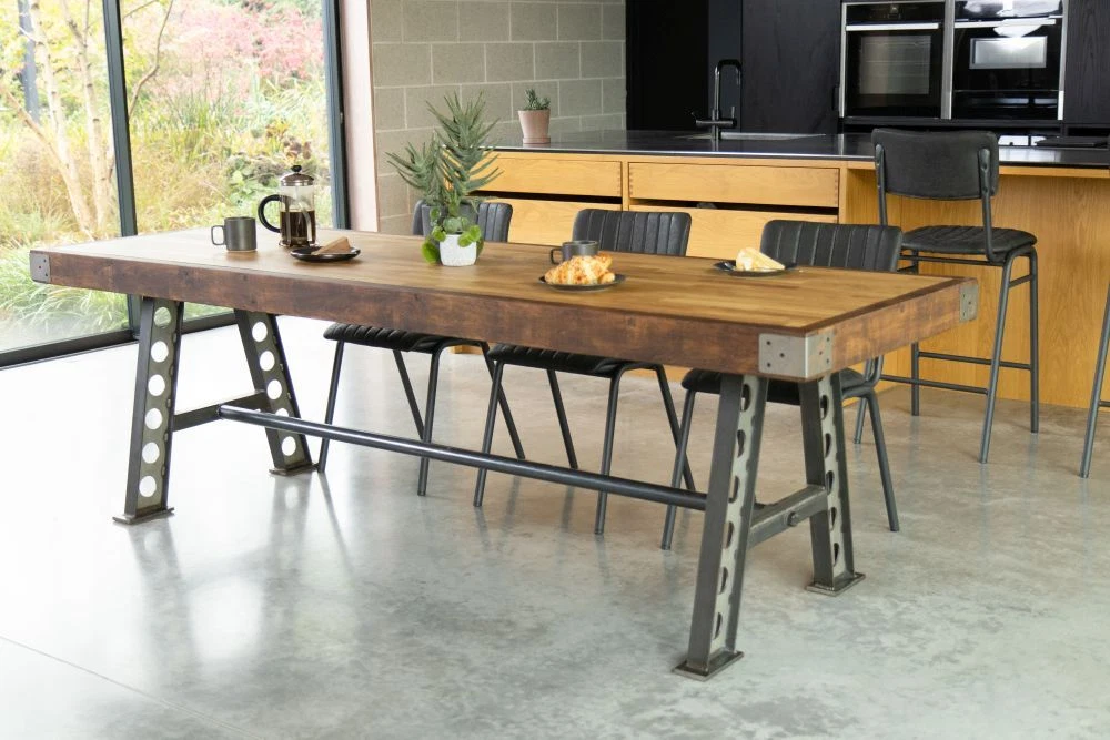 Butcher block trestle deals table