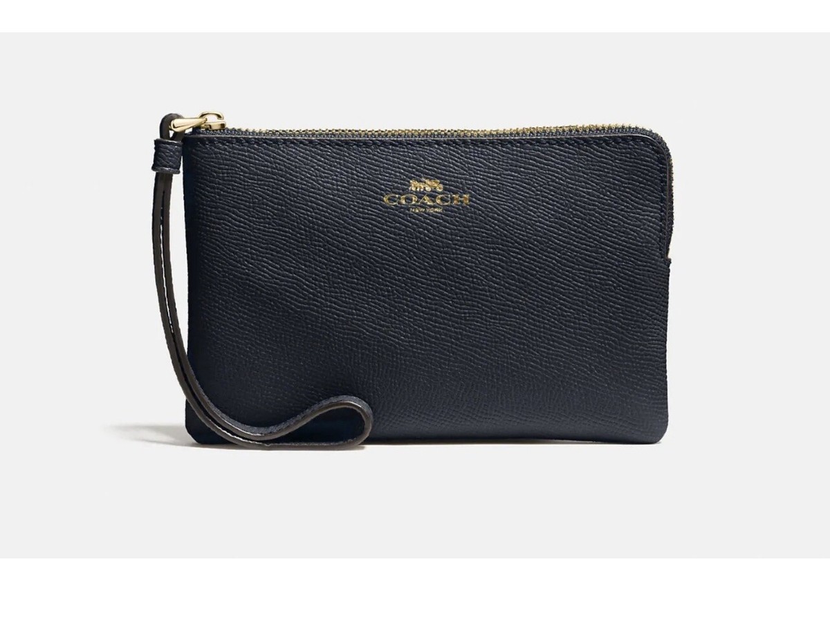 Coach Corner Zip Wristlet Gold / Midnight F58032 - NEW | eBay