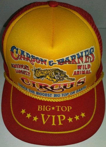 VTG Carson Barnes Circus Tiger Red Snapback Trucker Hat Cap Collector Memorabili - Picture 1 of 12