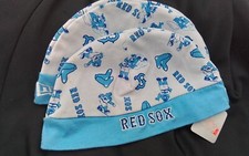 2 REDSOX BABY INFANT HAT BEANNIES 100% COTTON MLB GREEN MONSTER BASEBALL MASCOT