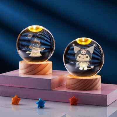 3D Kristallkugel Nachtlicht Hello Kitty Kuromi Anime Geschenk Dekoration