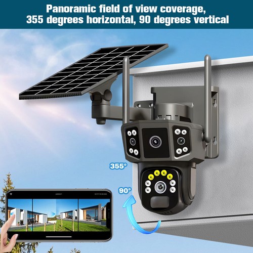 9MP Wireless Solar Camera WIFI Security Outdoor Battery PTZ CCTV Home House V380 - Picture 3 of 15