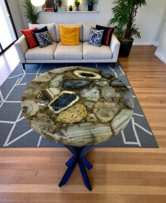 18'' Agate Stone Center Sofa Coffee Table Natural Gemstone Modern Arts Home Decor