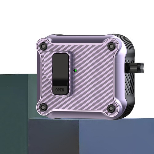 For Apple AirPods 4th 3rd 2nd Gen/Pro 2 Shockproof Carbon Fiber PC Lock Case - Picture 12 of 23