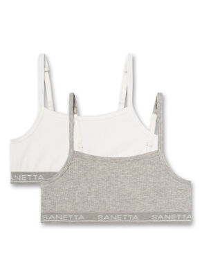 Sanetta Mädchen Bustier – Grauer Sport-BH Aus Baumwolle, Super Bequem
