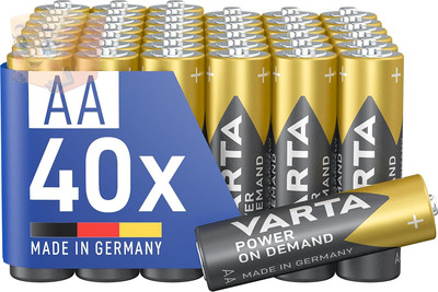 VARTA AA 40 Stück, Alkaline 1,5V, Power on Demand, für Smart Home, Computer