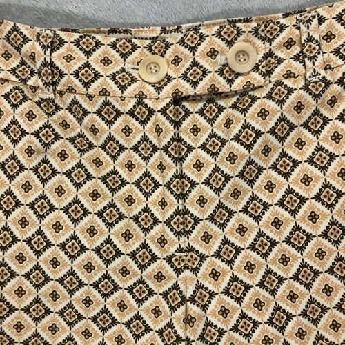 Talbots Stretch Patterned Crop Pants Geometric Print Beige Brown Trousers Size 8 - Picture 2 of 7