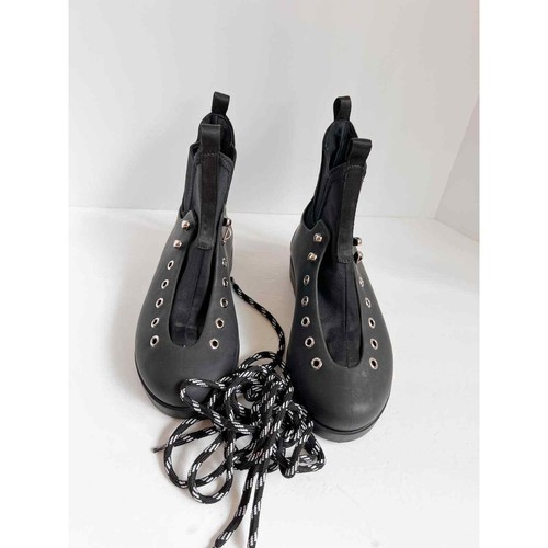 Jeffrey Campbell Boots Women's Black Lace Up Barometric Rubber Ankle Boots sz 7 - Picture 2 of 6