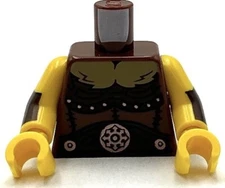 Lego New Minifigure Torso Dark Brown Armor Copper Emblems Dark Tan Fur Collar