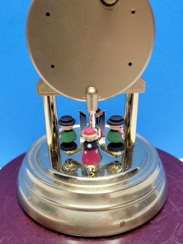 Vintage Mini Bucherer Anniversary Glass Dome Clock With Dancers 5" Tall. Working - Picture 5 of 7