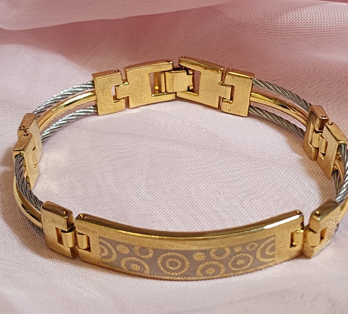 アクセサリー Vintage Silver&Gold Combi Bangle 750 925 Beautiful Vintage XP Golden & Silver Bangle Bracelet | eBay