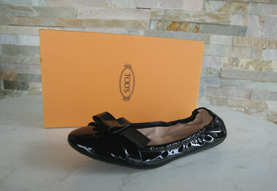 Tods Tod's 36.5 patent ballet flats slip on loafers shoes black New former RRP  490