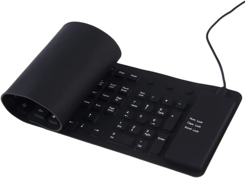 Techson Roll-Up Silicone USB Keyboard – Waterproof, Silent, Flexible – Black - Picture 2 of 9