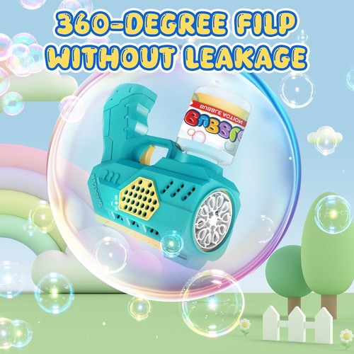 2 Bubble Gun for Kids, Light Up Bubble Machine for Toddlers, 8 Hole Blower with - Picture 31 of 51