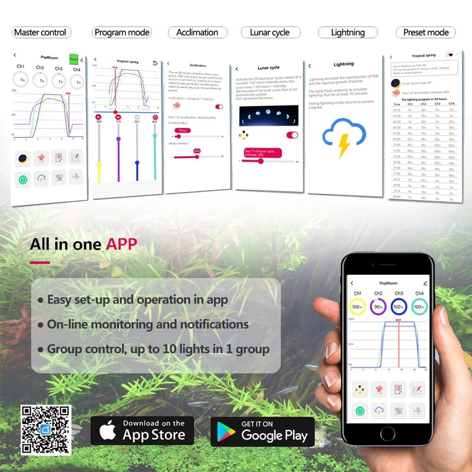 PopBloom LED Aquarium Light Full Spectrum Lamp For 90cm 36" 3ft Plant Fish Tank - Image 2 of 4