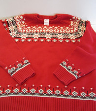 Hanna Andersson Knit Nordic Sweater size 10 140 Red Christmas Flaw