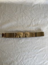Vintage Gold Tone Metal Fish Scale Retro Womens Fashion Belt Stretch 1970's/80's
