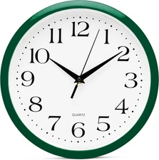 Hunter Green Wall Clock Silent Non Ticking - 10 Inch Quality Quartz Battery Oper