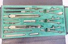 Vintage Siebenhaar & Co. Drafting Instrument Set w/ Case German Made - 13 Pieces