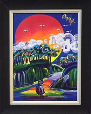 PETER MAX ORIGINAL ACRYLIC ON CANVAS "WITHOUT BORDERS"    24" x 18"  FRAMED