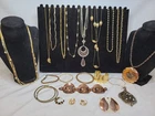 Vtg Now Gold Mixed Bulk Costume Jewelry Lot Necklaces Bracelets Earrings #1046