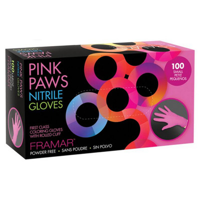 Framar Pink Paws Nitrile Gloves-100 Small