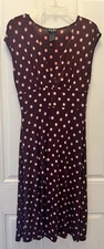 BCBG Paris Y2k Polka Dot Midi Dress Sz M Flow comfort Workwear