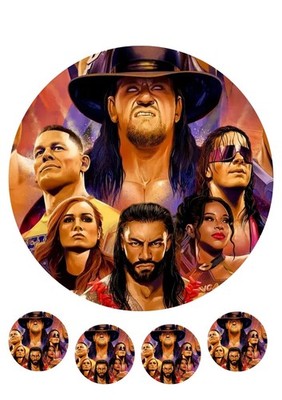 Wrestling WWE RAW  Essbar Zuckermasse Tortenbild Tortenaufleger + 4 Muffin