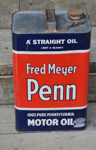 Rare Vintage Fred Meyer Penn Oil Can 100% Pure Pennsylvania Motor 10 quarts Red - Picture 7 of 18