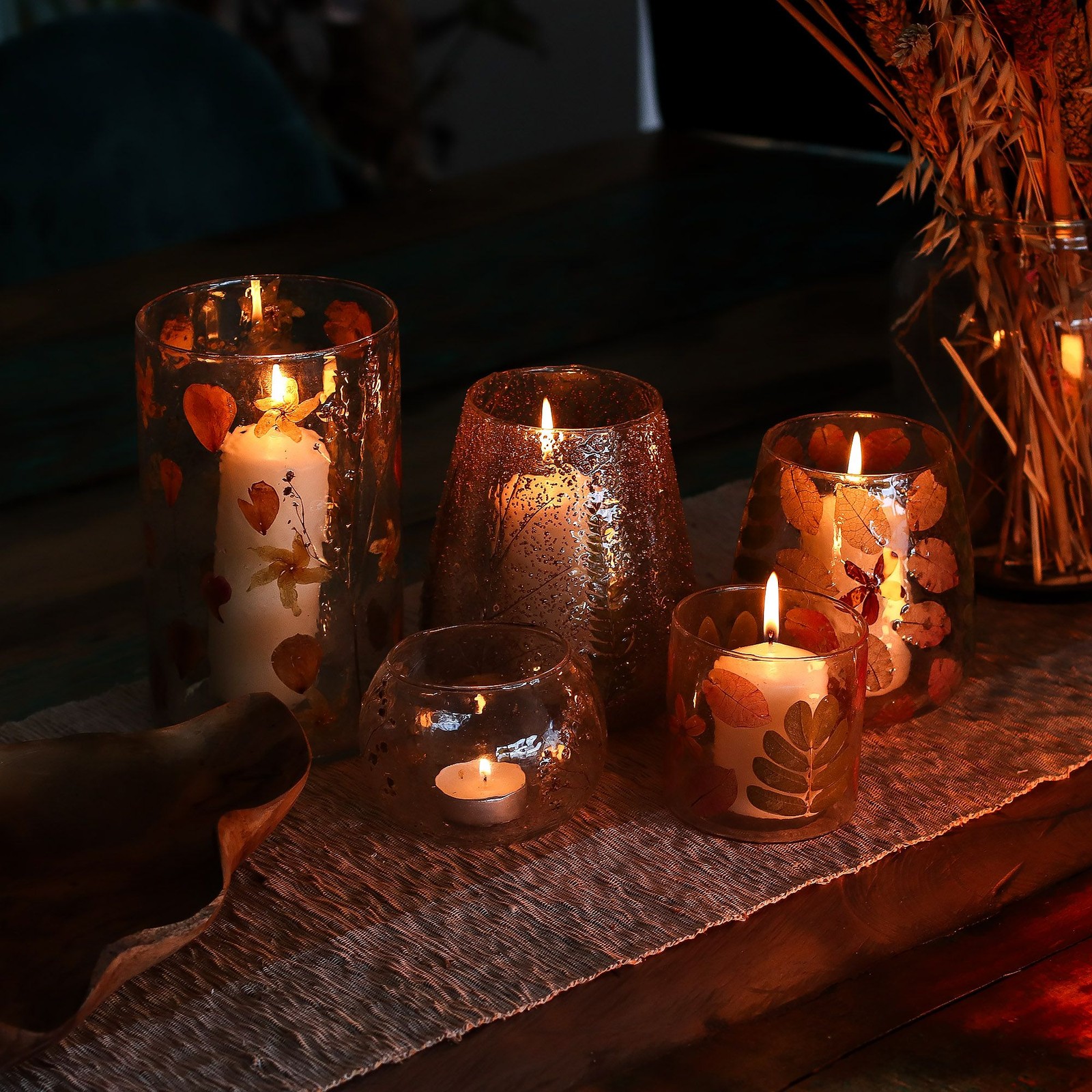 Clear Glass Pillar Candle Tealight Holder Stylish Table Centrepiece Design - Image 2