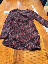 FOREVER 21 Dress, Women's Size Small, Black, Floral, Long Sleeve, A-line E1