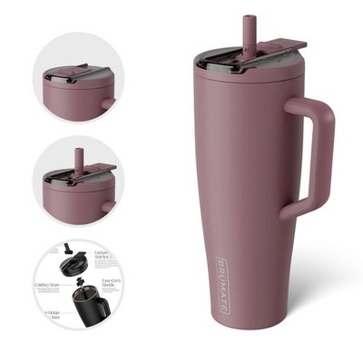 BruMate Era Flip 40oz Flip-Down Covered Straw Tumbler with Handle, Rose Taupe