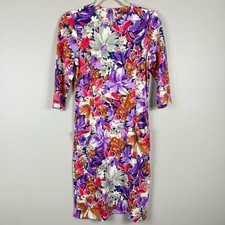 J. McLaughlin Catalyst Palmer Floral Dress Womens Small Preppy Sheath 3/4 Sleeve