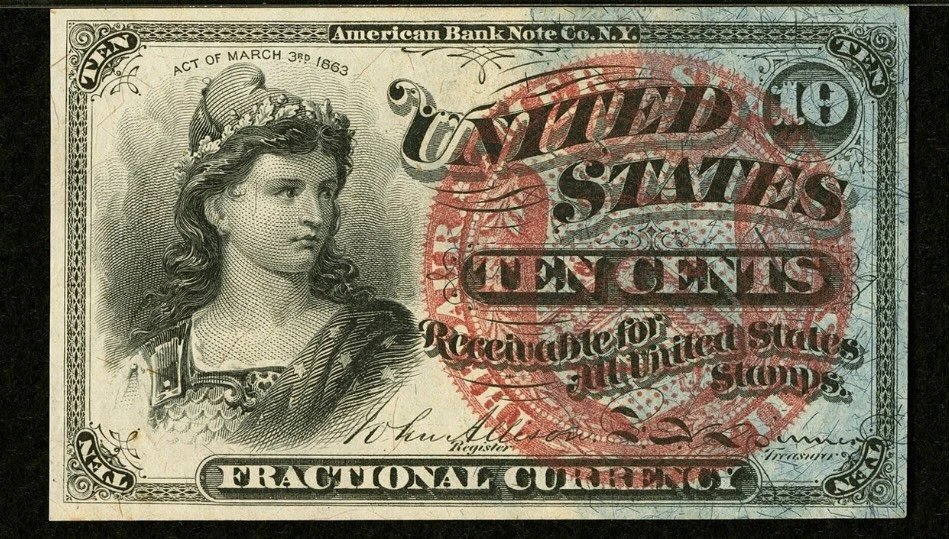 FR# 1259 Fractional 1869 Union Currency 10c Bank Note Fourth 4th Issue, PMG 64 - Image 3 of 4