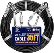Dog Leads for Yard, 35ft Tie Out Runner Steel Wire Cable, Heavy 35ft-Black 