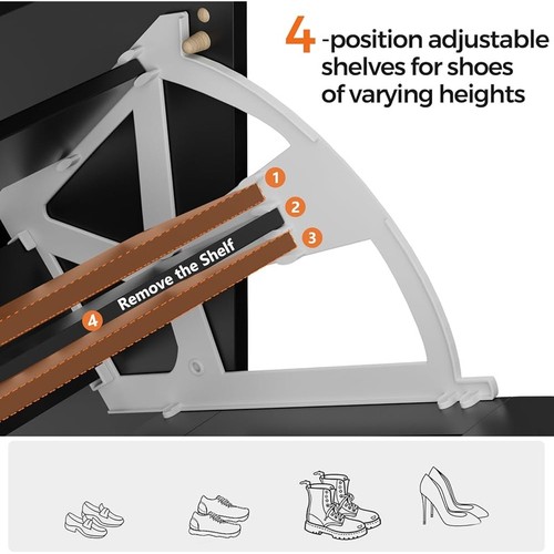 Shoe Cabinet Storage Organizer W/ Flip Drawers Space Saving Anti-Tip Design New - Picture 42 of 64